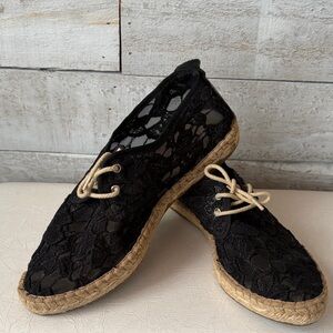 Browns Black Lace Espadrille Shoes